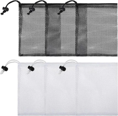 Imagen del producto de Bolsa de malla con cordón, 15x20 cm, paquete de 6 unidades, ideal para viajes
