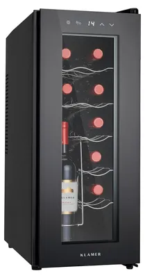 Produktbild von KLAMER Weinkühlschrank 12 Flaschen, Getränkekühlschrank 34 L, 5–18°C Präzisionskühlung, Thermoelektrisch, UV-Schutz Glastür, Touch Display, Weinkühler leise 37 dB