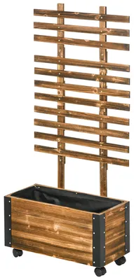 Immagine prodotto di Fioriera con Traliccio per Rampicanti e Rotelle 65x31x147 cm in Legno di Abete Marrone
