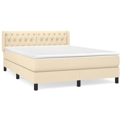 Produktbild von vidaXL Boxspringbett mit Matratze Creme 140x200 cm Stoff
