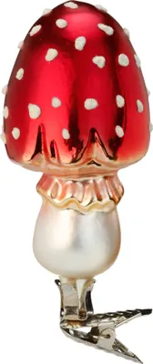 Produktbild von Christbaumschmuck Fliegenpilz auf Clip Glas 10.5cm rot / weiß, 1 Stück