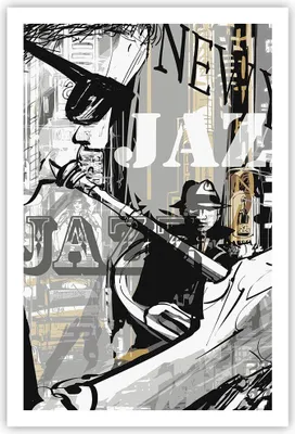 Produktbild von Poster - Poster ohne Rahmen - Jazz Musik Musiker - 61x91,5 cm - Wand Bild - Wanddeko - Wandbilder - Kunstposter - Wandposter - Bilder - Kunstdruck - Wanddekoration - Wandbild - P2XPA61x91-3792