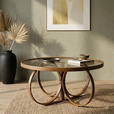 Produktbild von Gargallo - Couchtisch, 100x100x47h cm Nussbraun, Glasplatte