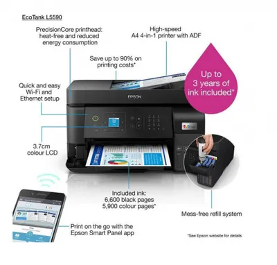 Immagine prodotto di Epson EcoTank L5590 Inkjet A4 4800 x 1200 DPI 33 ppm Wi-Fi