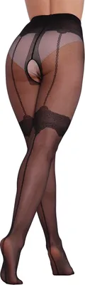 Zdjęcie produktu dla Ouvert rajstopy damskie z pończochami z otwartym kroczem Silky Noir Enigma Nero M