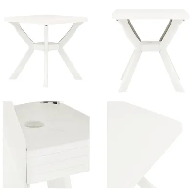 Zdjęcie produktu dla vidaXL Stół bistro biały 70x70x72 cm plastikowy - Stół ogrodowy - Stoły ogrodowe - Stół bistro - Stoły bistro