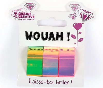 Image de 3 bandes de recouvrement lumineuses 5 m x 1,5 cm - jaune, orange, rose