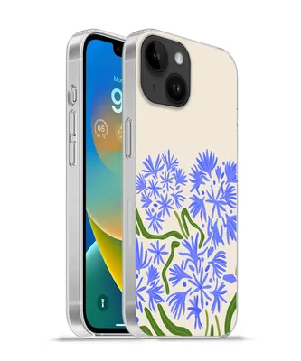 Produktbild von MuchoWow® Handyhülle Schutzhülle Hülle für Apple iPhone 14 - Softcase Blume - Blau - Blatt - Einfach Silikon Softcase Handy Hülle - Mobiltelefonhülle