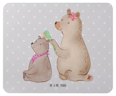 Produktbild von Mr. & Mrs. Panda Mauspad Bär Kind - Grau Pastell - Geschenk, mousematte, Mousepad, Mama, Mutter, Muttertag, Familie, computer, Mouse Pad, pc