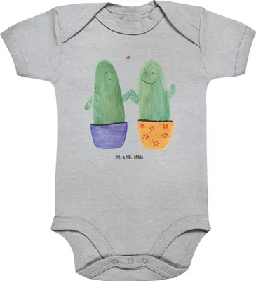 Produktbild von Mr. & Mrs. Panda Strampler Baby Kaktus Liebe 12. - 18. Monat - Heather Grey - Geschenk, Kakteen, Babystrampler, Trennung, Pärchen, Love, Einteiler, Paar, Babybody