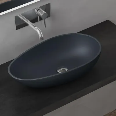 Image de doporro Lavabo vasque à poser gris noir mat 60cm lave main Colossum809 59,8x36x14cm