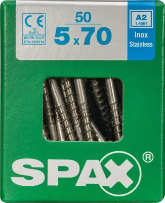 Produktbild von SPAX 4197000500707, Schraube, Edelstahl, Holz, Flachkopf, Torx, Edelstahl