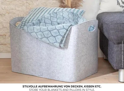 XXL Filz Aufbewahrungskorb für Brennholz und Zeitungen - Grau - 63x40x42 cm