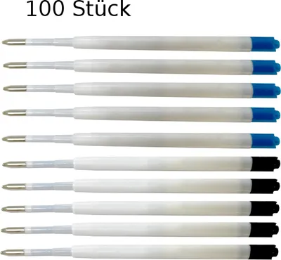 Produktbild von 100 Kugelschreiberminen / Großraumminen / Schreibfarbe: je 50x blau + schwarz