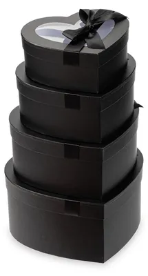 Produktbild von Set mit 4 herzförmigen Geschenkboxen, Aufbewahrungsboxen mit Deckel, Geschenkkartons aus Pappe, Blumenboxen, Organizer-Boxen, Schmuckkästchen, Geschenkboxen