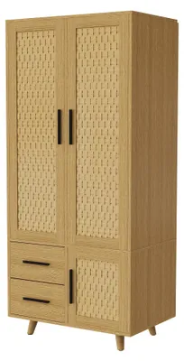 Immagine prodotto di Armadio - Armadio da camera - 3 ante - 4 cassetti - 166 x 80 x 52 cm - Legno - Colore noce