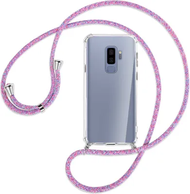 Produktbild von Handykette Backcover-Schutzhülle mit Band (Metall silberfarben) für Samsung Galaxy S9+ / S9 Plus - lila/rosa/blau
