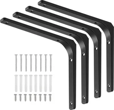 Produktbild von Schwarze Wandhalterungen für 4 Ecken, 70 kg Tragfähigkeit