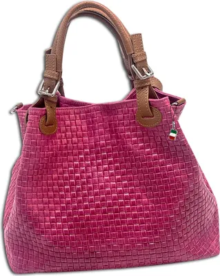 Produktbild von Florence Leder Tasche Handtasche Umhängetasche pink braun OTF164P