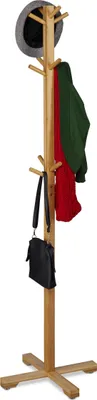 Immagine prodotto di Relaxdays Appendiabiti in bambù, appendiabiti con 12 ganci, L x P x A: 179,5 x 50 x 50 cm, appendiabiti da terra a forma di albero, colore naturale