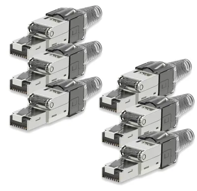 Produktbild von Netzwerkstecker CAT7 RJ45 6 Netzwerk Stecker geschirmt Werkzeuglos Zugentlastung