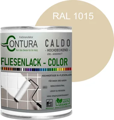 Produktbild von Fliesenlack 750ml. Fliesenfarbe 20 Farben Lack Fliesen Wand Boden Bad Küche - RAL 1015 Hellelfenbein