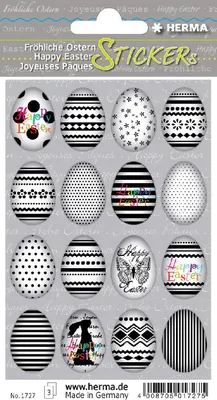 Produktbild von Herma DECOR Aufkleber-Set „Frohe Ostern“ – Schwarz-Weiß