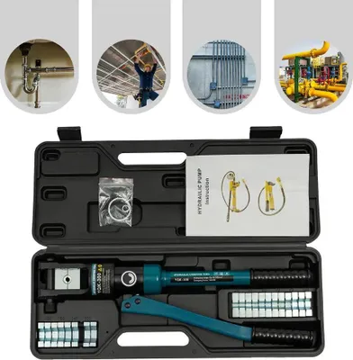 Immagine prodotto di Pinza idraulica per crimpare capicorda - Utensile di pressatura idraulico manuale - 16–300 mm² - 11 set di matrici