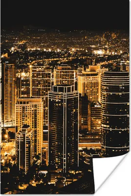 Produktbild von MuchoWow® Poster Gold - Straßen - Skyline 40x60 cm - Plakate für die Wand - Poster Babyzimmer