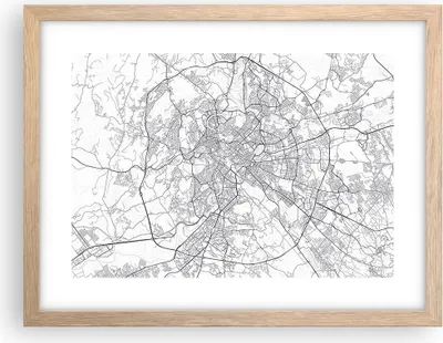 Produktbild von Gerahmtes Poster - Rahmen in heller Eiche - Stadt Karte Rom - 40x30 cm - Wand Bild - Wanddeko - Wandbilder - Kunstposter - Wandposter - Bilderrahmen - Bilder - Kunstdruck - P2NAA40x30-4682