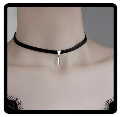 Produktbild von Carufin y Schwarzes Leder Halsband Halsketten Kristall Schlüsselbein Halskett