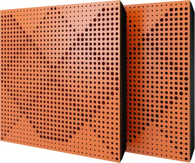 Productafbeelding van Set van 6 akoestische wandpanelen WILDS, 50x50x5 cm, kersenhout/bordeaux