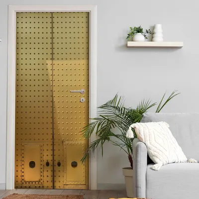 Produktbild von Türtapete selbstklebend | 200 x 90 cm Goldene Tür | Tür Aufkleber Poster Türfolie | Einteilig | Wasserfest 3D Türaufkleber Klebefolie Wandtattoo