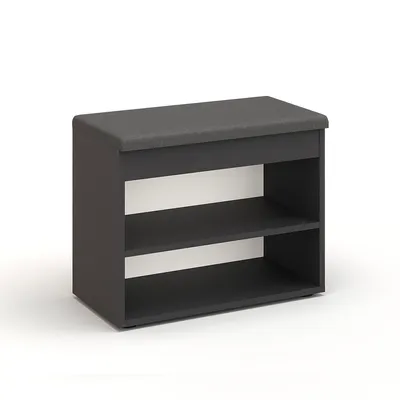 Produktbild von KOMTO Schuhbank mit Sitzfläche - Schuhregal Bank mit Stauraum Kleiner Schuhschrank mit Sitzbank Flur Bank Garderobenbank Sofia 60x48x32 cm Schwarz