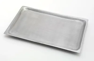 Produktbild von Kerzenteller rechteckig Messing vernickelt Silber matt satiniert (Innen 19 x 11 cm) für Kerzen, Hochzeitskerzen, Taufkerzen, Anlasskerzen
