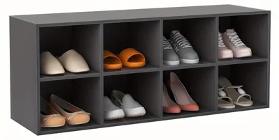 Produktbild von Schuhbank - Schuhschrank - Aufbewahrungsbank - Sitzbank - Schuhregal - Grau - 8 Fächer