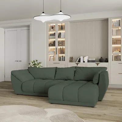 Produktbild von Masseno Ecksofa ORENTI R-S mit Schlaffunktion L-Form, Sofa mit Bettkasten, Wohnzimmersofa, Couch, Soffa, Bettsofa, Couchgarnitur- Grün, QUELLE 37