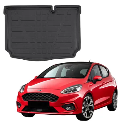Produktbild von SCOUTT | Kofferraumwanne Laderaumwanne Kompatibel mit Ford Fiesta ab 2018, mit Hoher Rand, Kofferraum-Schutzmatte, Geriffelt, Aufrollbar, Schwarz