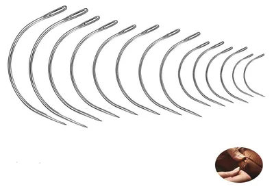 Immagine prodotto di Set di aghi da cucito a forma di "C", curvi, 14 pezzi, in acciaio inossidabile, adatti per pelle e tessuti spessi