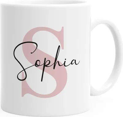 Produktbild von Namenstasse personalisierte Kaffee-Tasse mit Namen und Buchstabe persönliche Geschenke Buchstabentasse SpecialMe® Uni weiss-altrosa Keramik-Tasse