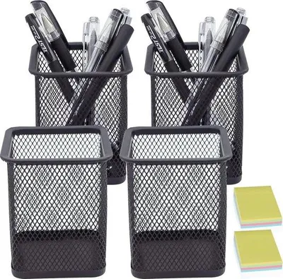 Produktbild von Famanu Metall-Pennenhalter Set von 4 - Multifunktionale Organizer für den Schreibtisch - Platzsparend und Langlebig