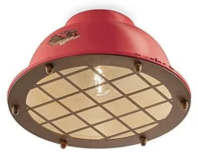 Produktbild von Industrielle Deckenleuchte Eisen und Keramik Vintage Rot 1 Licht E27