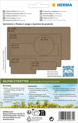 Produktbild von Etikett 52x82mm Vielzweck Silphie-Papier 96 Etiketten Packung mit 10 Stück