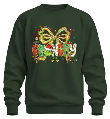 Imagen del producto de Suéter navideño retro con motivos de "El Grinch", estilo "Grinchy", color verde botella, talla S