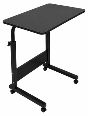 Image de Table d'ordinateur réglable en hauteur 65 à 89 cm avec roulettes - 60 x 40 cm - Noir
