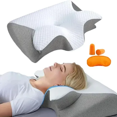 Produktbild von Curosleep Kissen, 2025 Upgrade Ergonomisches OrthopäDisches Kissen Mit Konturierter UnterstüTzung für Seiten, Mit schaumbildung im Nacken und Schmerzen im Nacken lässt die nackenkissen nach (Grau)
