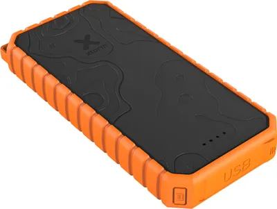 Produktbild von Xtorm Power Bank Rugged 20.000, wasserdicht (IP65), Power-Akku, USB-C-Power-Delivery (35 W), 2x USB-Anschluss, Android & Apple, Taschenlampe, Schwarz/Orange, 20000 mAh, Lithium Polymer (LiPo), Quick Charge 3.0, Schwarz, Orange