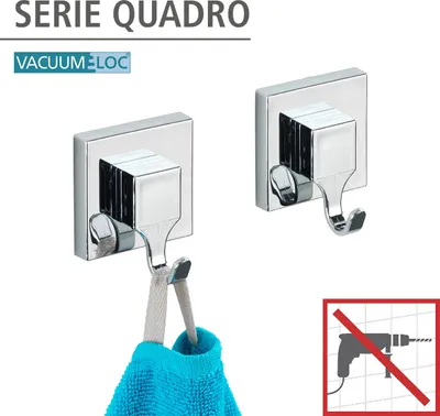 Zdjęcie produktu dla WENKO wieszak ścienny na ubrania wieszak na ubrania ze stali nierdzewnej łazienka kuchnia QUADRO bez wiercenia