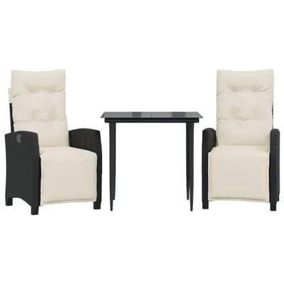 Immagine prodotto di vidaXL set da pranzo da giardino a 3 pezzi con cuscini in polirattan nero
