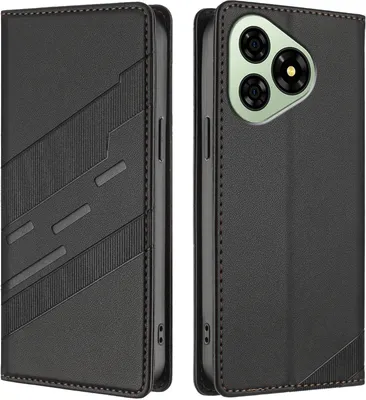 Image de Etui pour Ulefone Note 19, étui en cuirPolyuréthaneavec fente pour cartes et fonction stand Schwarz